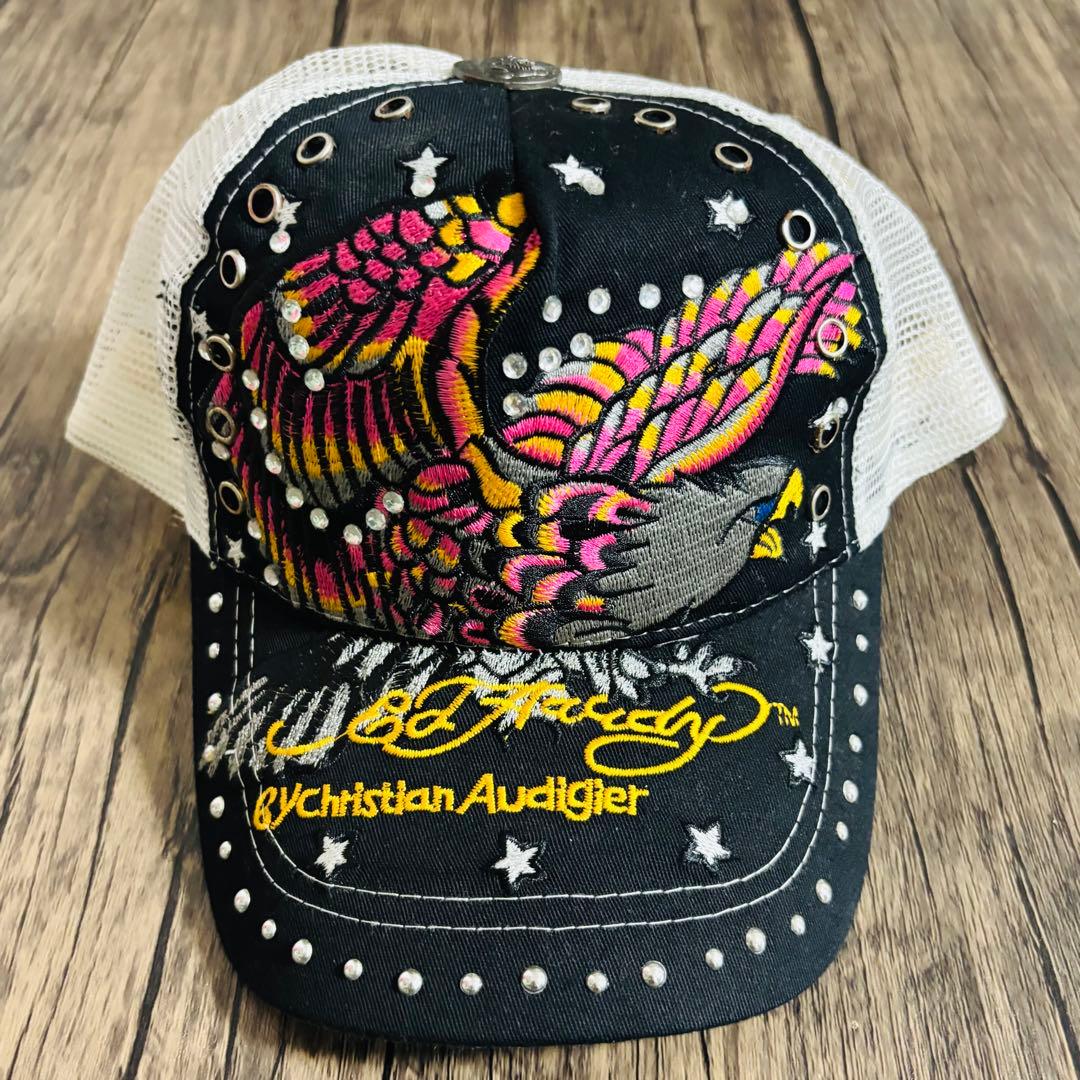 Y2K ed hardy エドハーディ メッシュキャップ 鷹 スタッズ スター