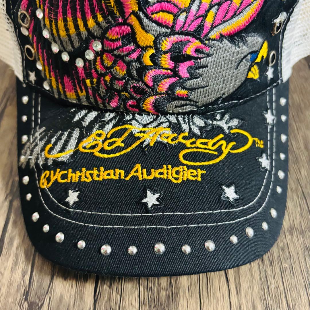 Y2K ed hardy エドハーディ メッシュキャップ 鷹 スタッズ スター
