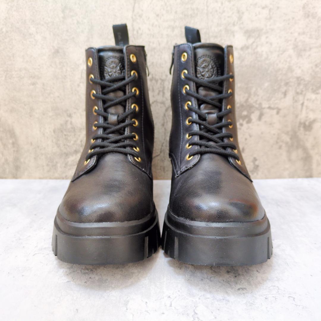 ​【新品】busola ブソラ 撥水 山羊革 レースアップブーツ 厚底 38