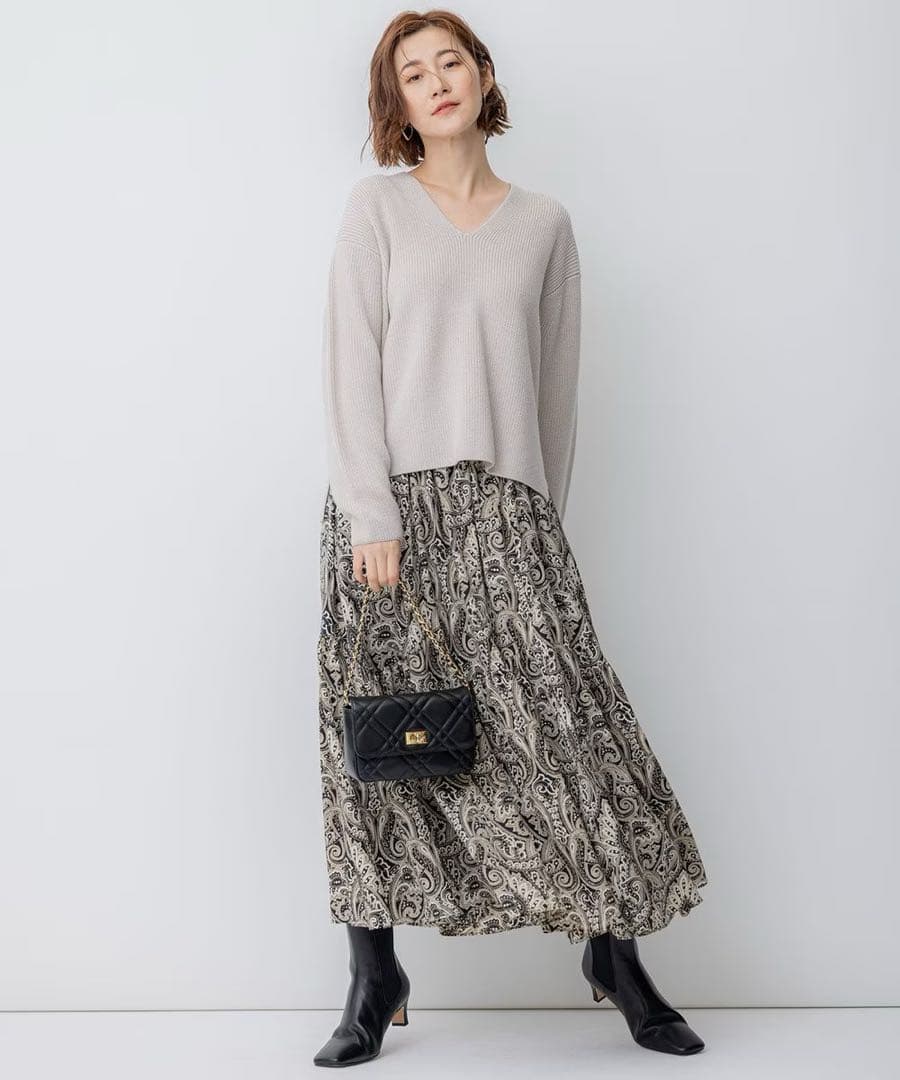 完売　23区　フレンチペイズリーデシン ティアードスカート　￥29,700