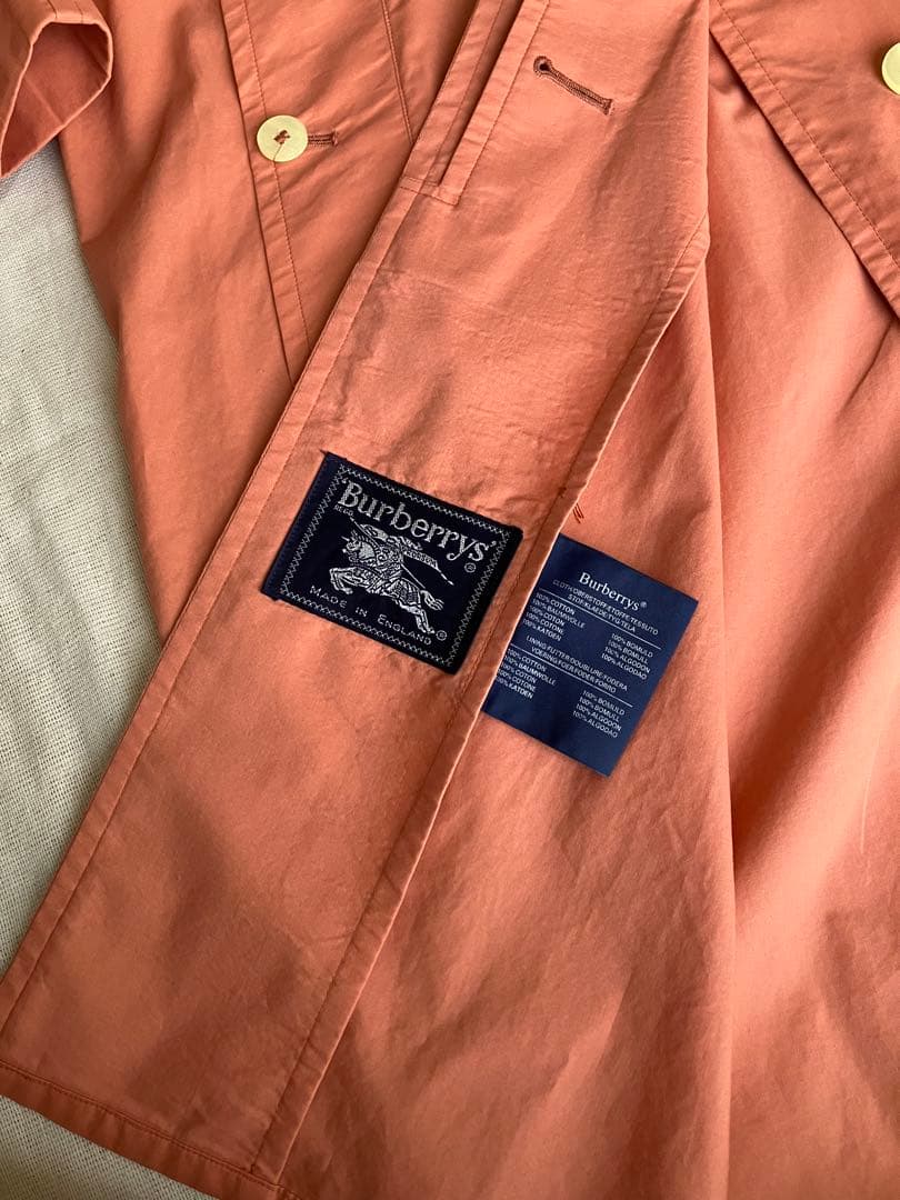【美品】ビンテージ バーバリー ステンカラーコート M サーモンピンク