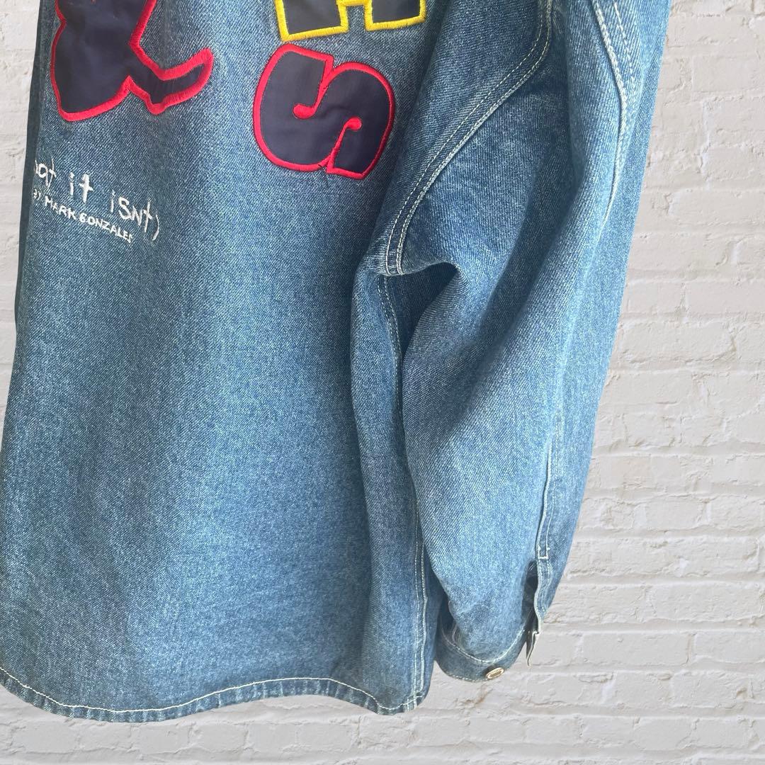 Mark Gonzales デニムジャケット バックロゴ 刺繍 カバーオール