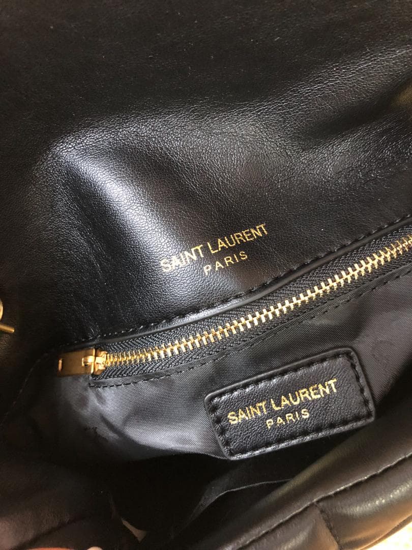 迅速発送>>（ラムスキンレザー）ショルダーバッグ 　YSL金色ロゴ　♬黒　超美品