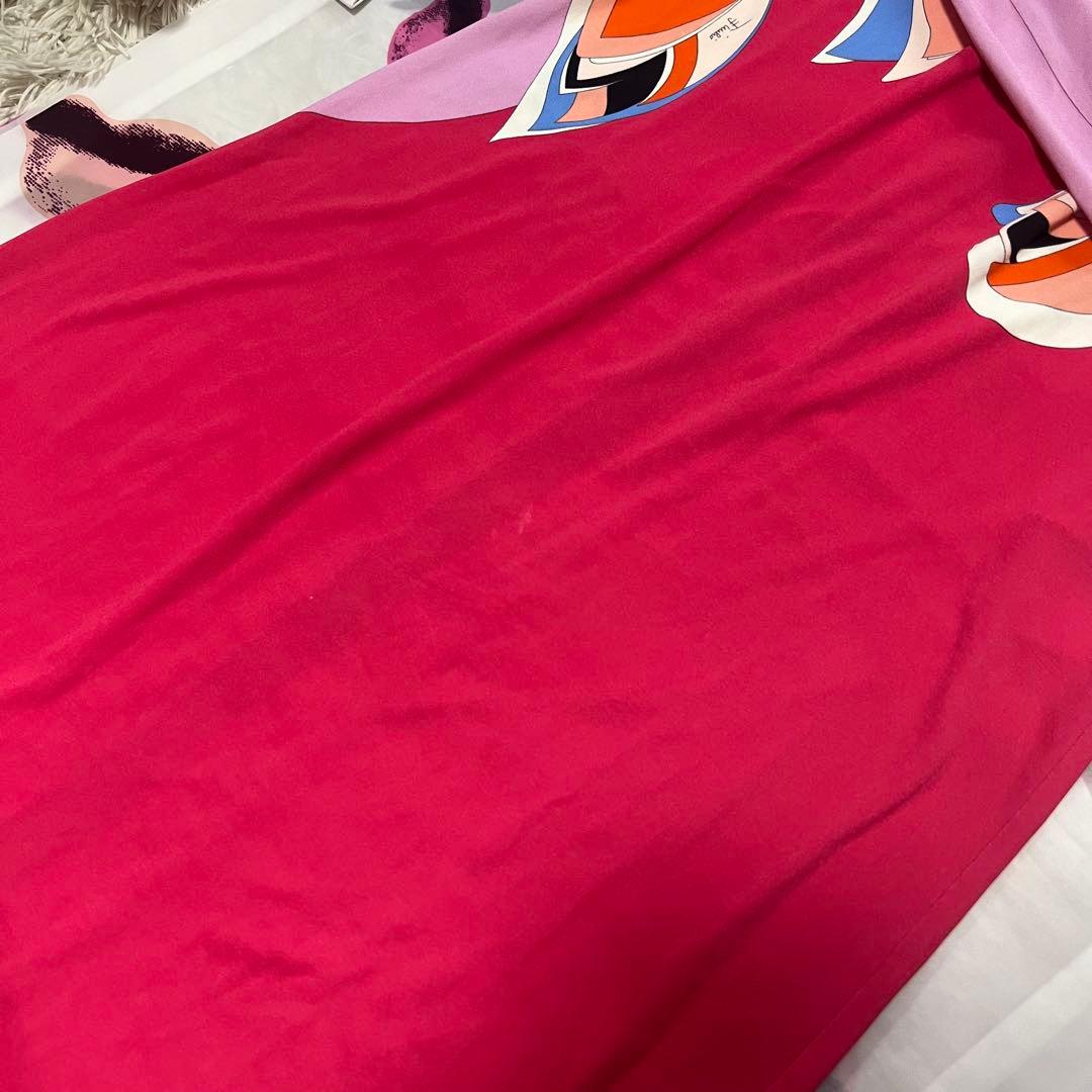 【美品】EMILIO PUCCI 膝丈ワンピース ピンク プッチ柄 長袖