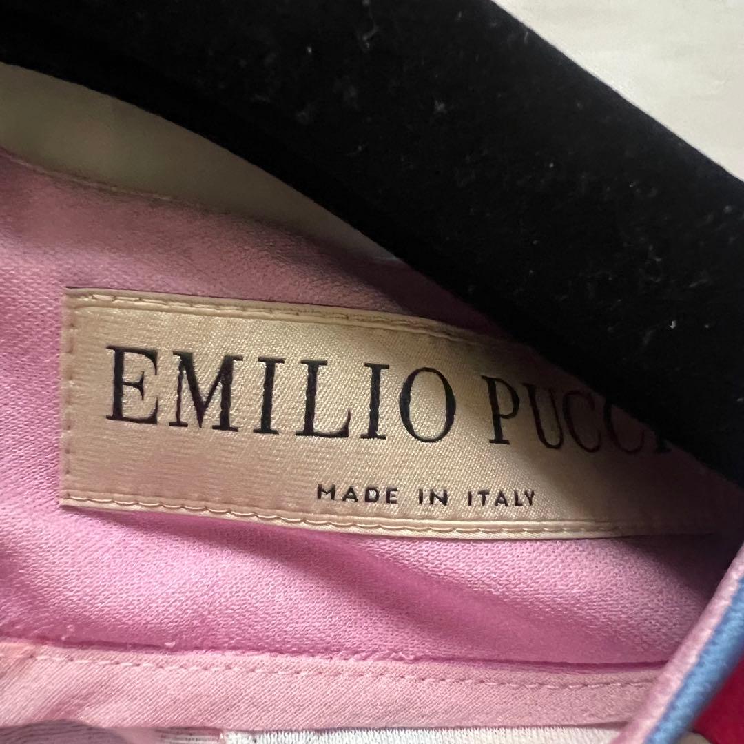 【美品】EMILIO PUCCI 膝丈ワンピース ピンク プッチ柄 長袖