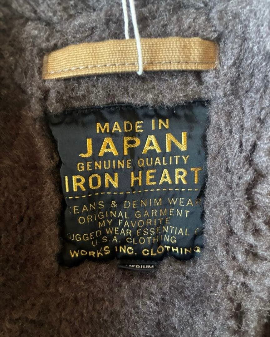 IRON HEART 12oz ミリタリー生地 N1 ボア デッキベスト L