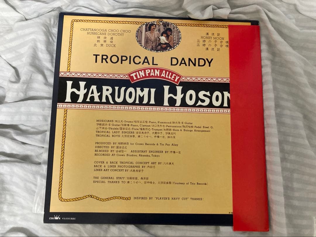 細野晴臣　TROPICAL DANDY LP 帯、ライナーノーツ付き