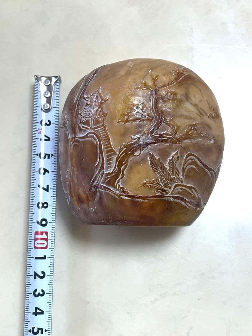中国古玩 寿山石 寿山連江黄凍石 浮彫印材
