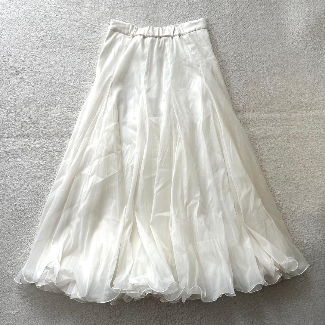 新品未使用 JENNE リッチボリュームオーガンジースカート ホワイト L