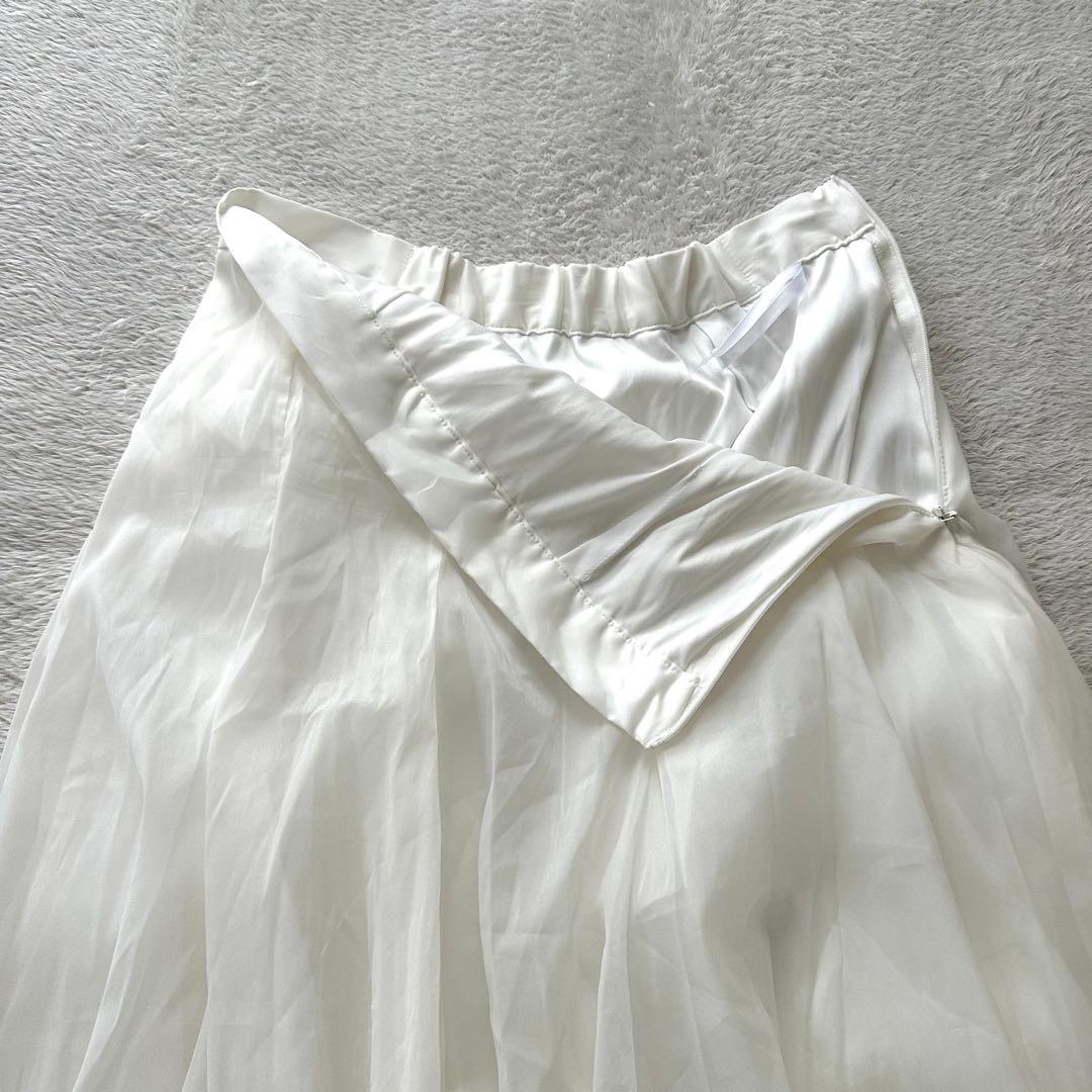 新品未使用 JENNE リッチボリュームオーガンジースカート ホワイト L