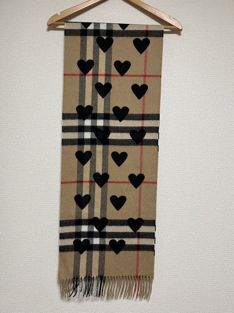 BURBERRY バーバリー マフラー カシミア100％　ハートブラック　美品