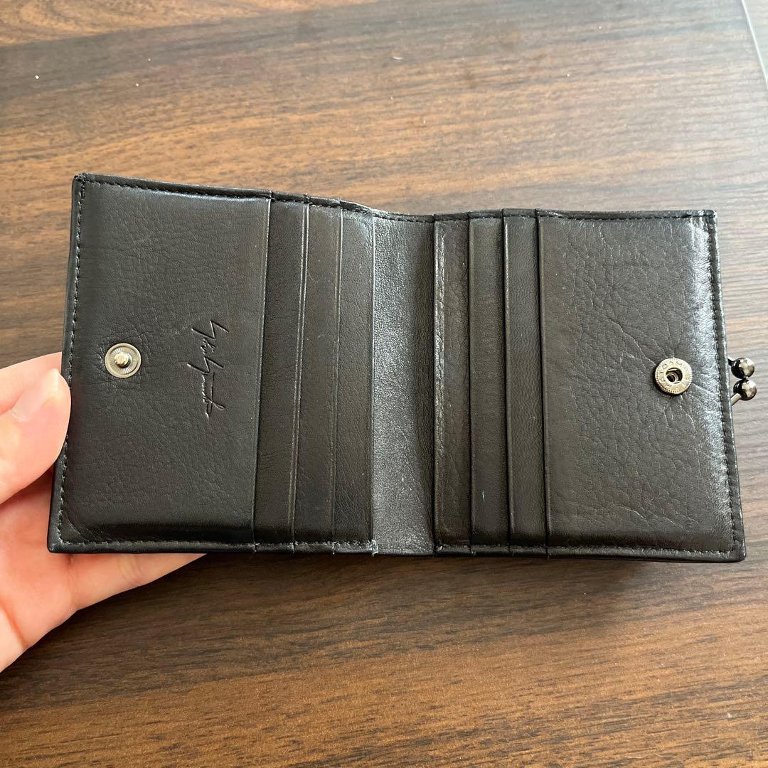 ヨウジヤマモト Yohji Yamamoto 黒レザー二つ折り財布