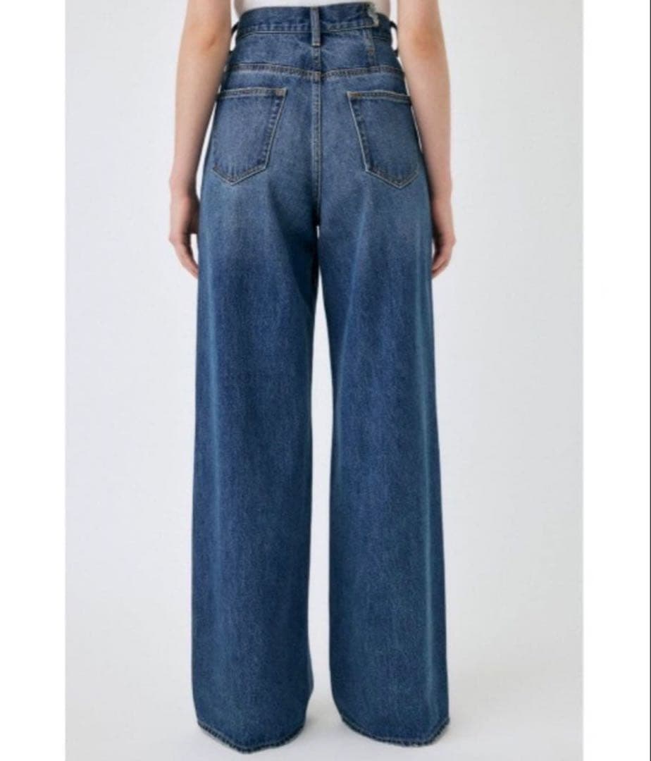 MOUSSY クロスウエストワイドストレート ダークブルー２