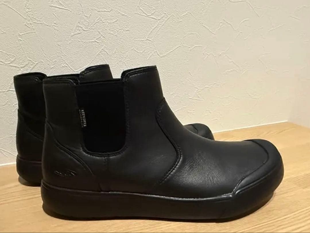 本日最終KEEN エレナ チェルシー WP Black/Black 25.0cm