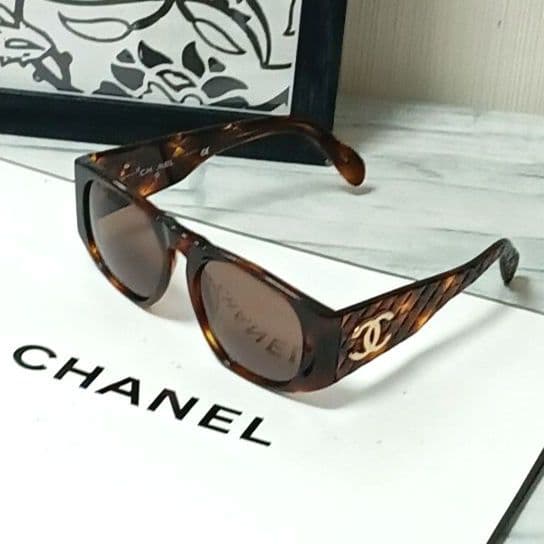 【鑑定済】CHANEL　シャネル　サングラス　ブラウン　ココマーク　ゴールド金具