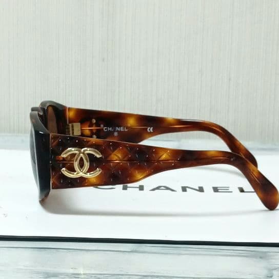【鑑定済】CHANEL　シャネル　サングラス　ブラウン　ココマーク　ゴールド金具