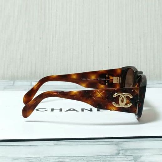 【鑑定済】CHANEL　シャネル　サングラス　ブラウン　ココマーク　ゴールド金具