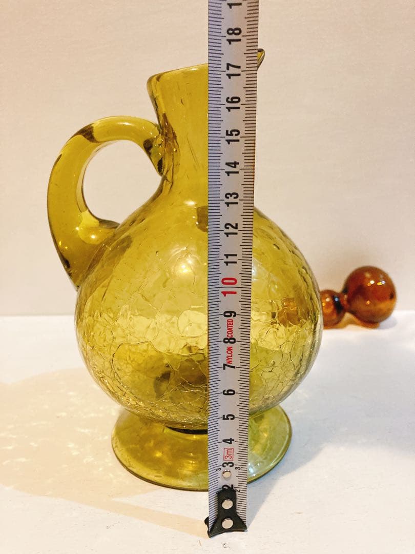 レトロ　民芸　ガラス水差し　琉球手作り工芸品