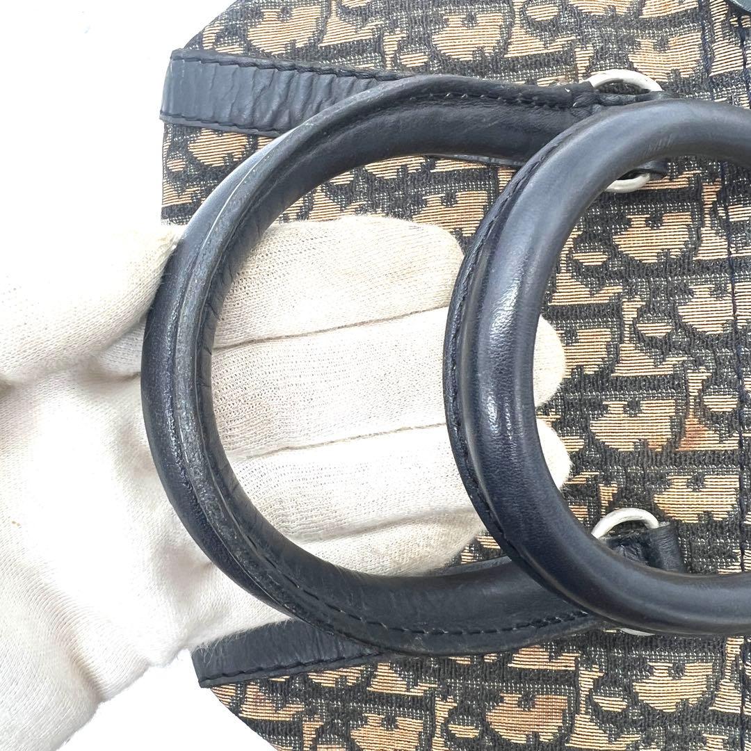 【美品】Dior ミニボストンバッグ トロッター キャンバス レザー