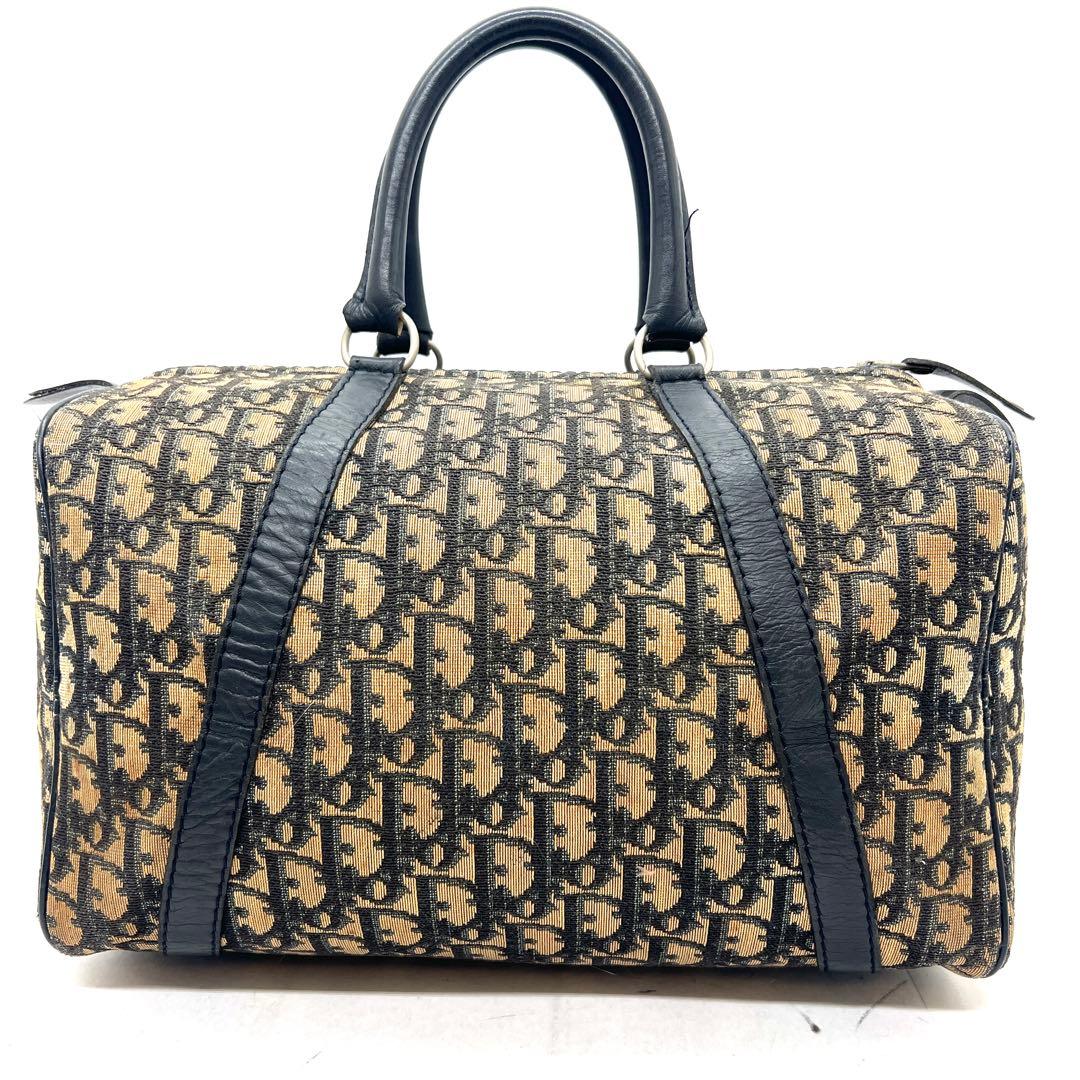 【美品】Dior ミニボストンバッグ トロッター キャンバス レザー
