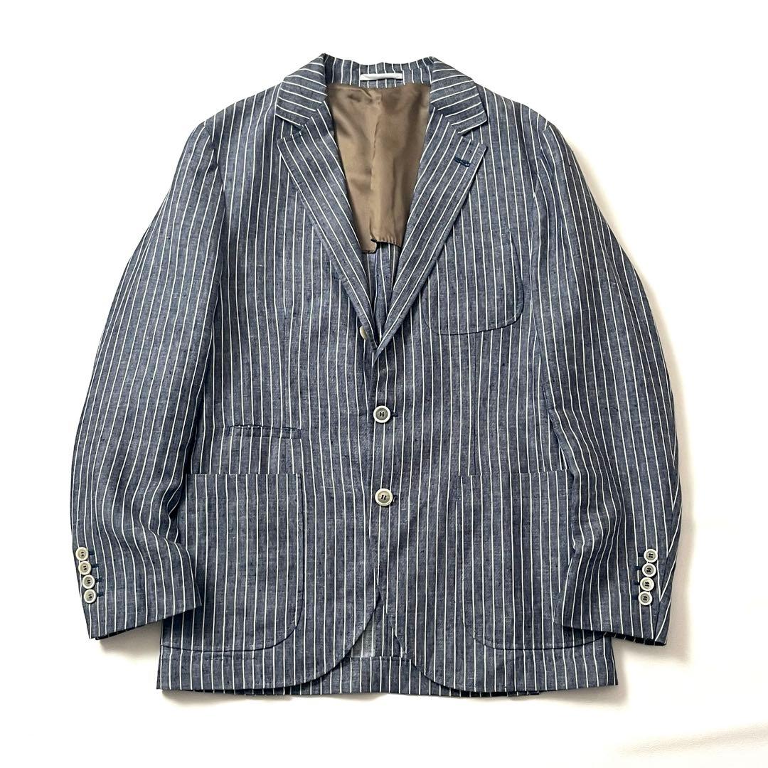 【美品】ブルネロクチネリ　アンコンジャケット　リネン100%　段返り　現行モデル
