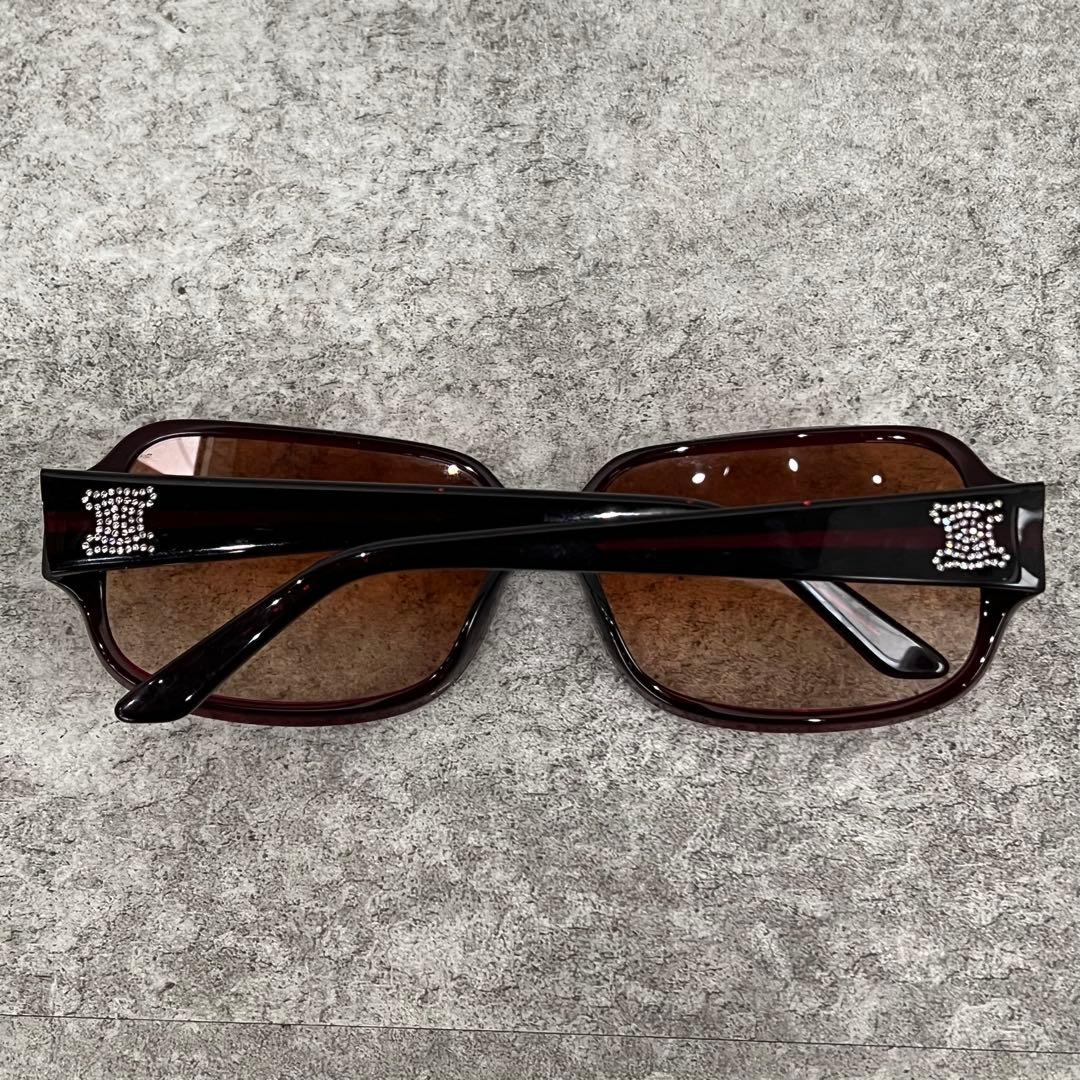 CELINE セリーヌ サングラス SC1594S ロゴラインストーン 赤茶