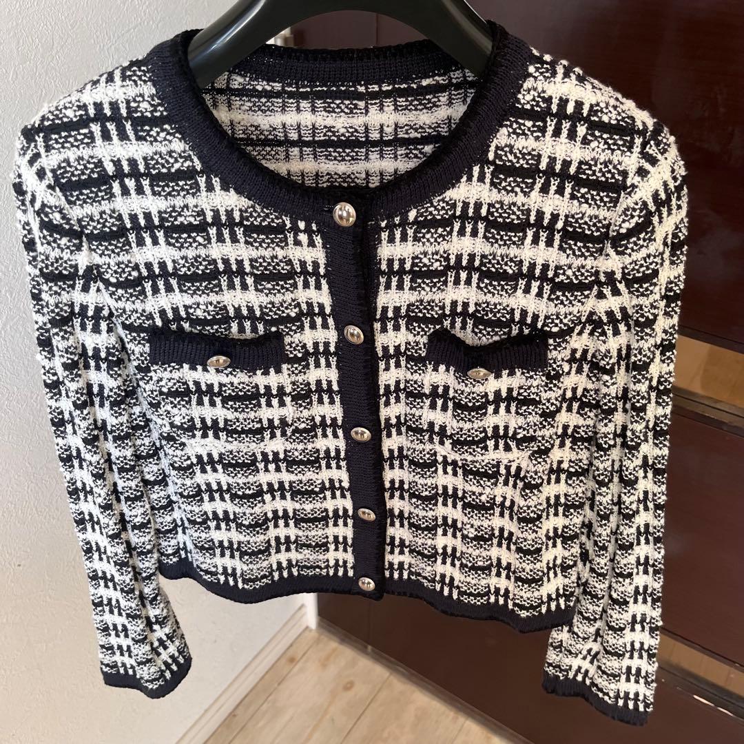 新品☆ ANAYI ミックスツイードクルーカーディガン/セオリー、23区、ロペ