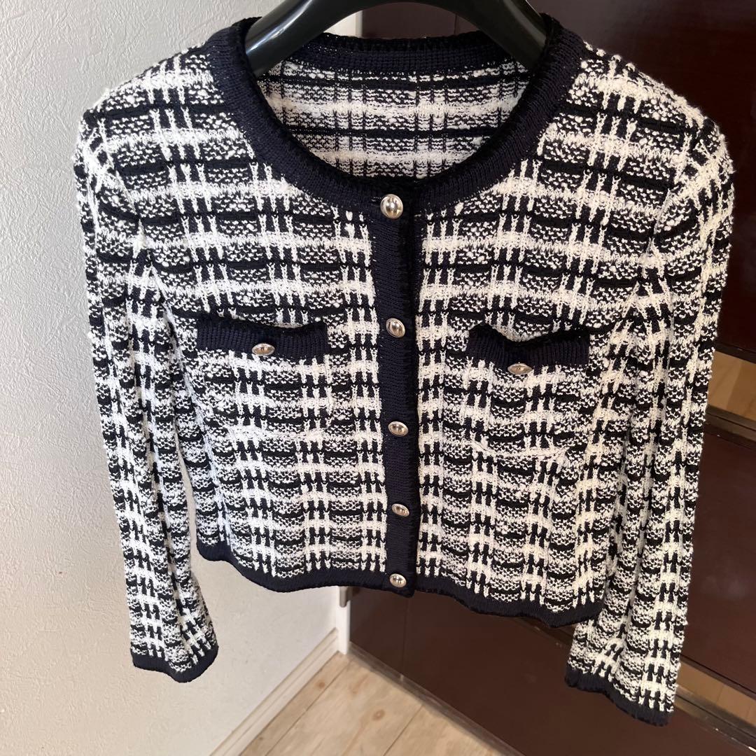 新品☆ ANAYI ミックスツイードクルーカーディガン/セオリー、23区、ロペ