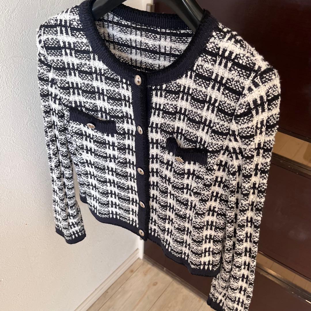 新品☆ ANAYI ミックスツイードクルーカーディガン/セオリー、23区、ロペ