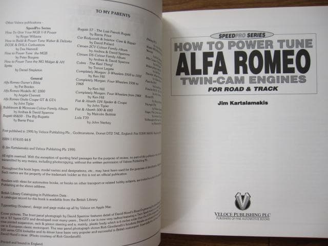 洋書 HOW TO POWER TUNE ALFA ROMEO TWIN-CAM