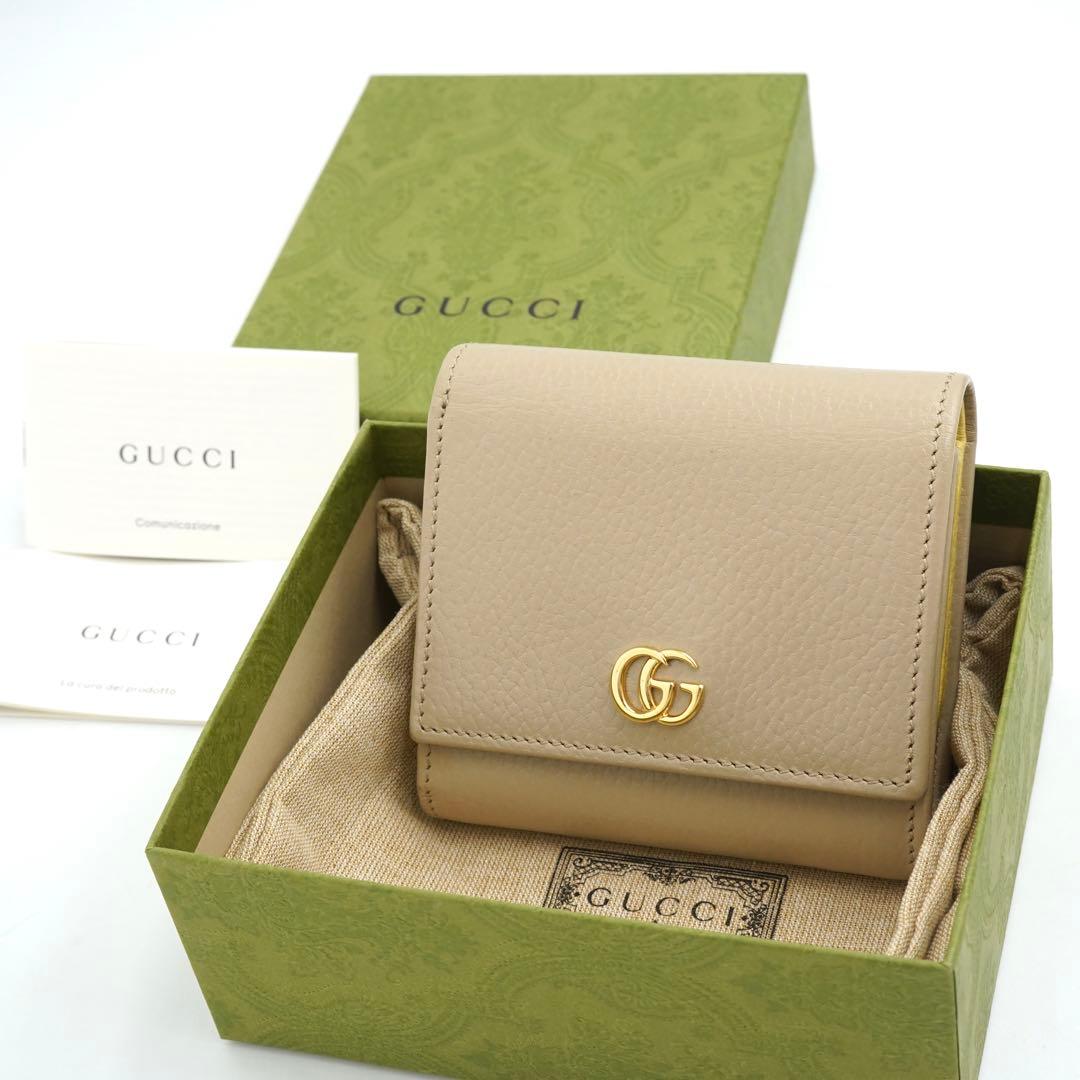 ✨未使用展示品・箱付き✨　GUCCI ミニ財布　マーモント　バイカラー　GGロゴ