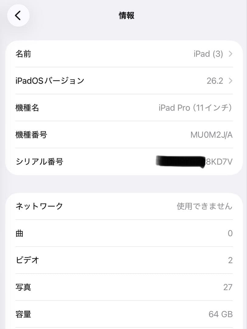 iPad pro 11インチ 第1世代 64GB Cellularモデル