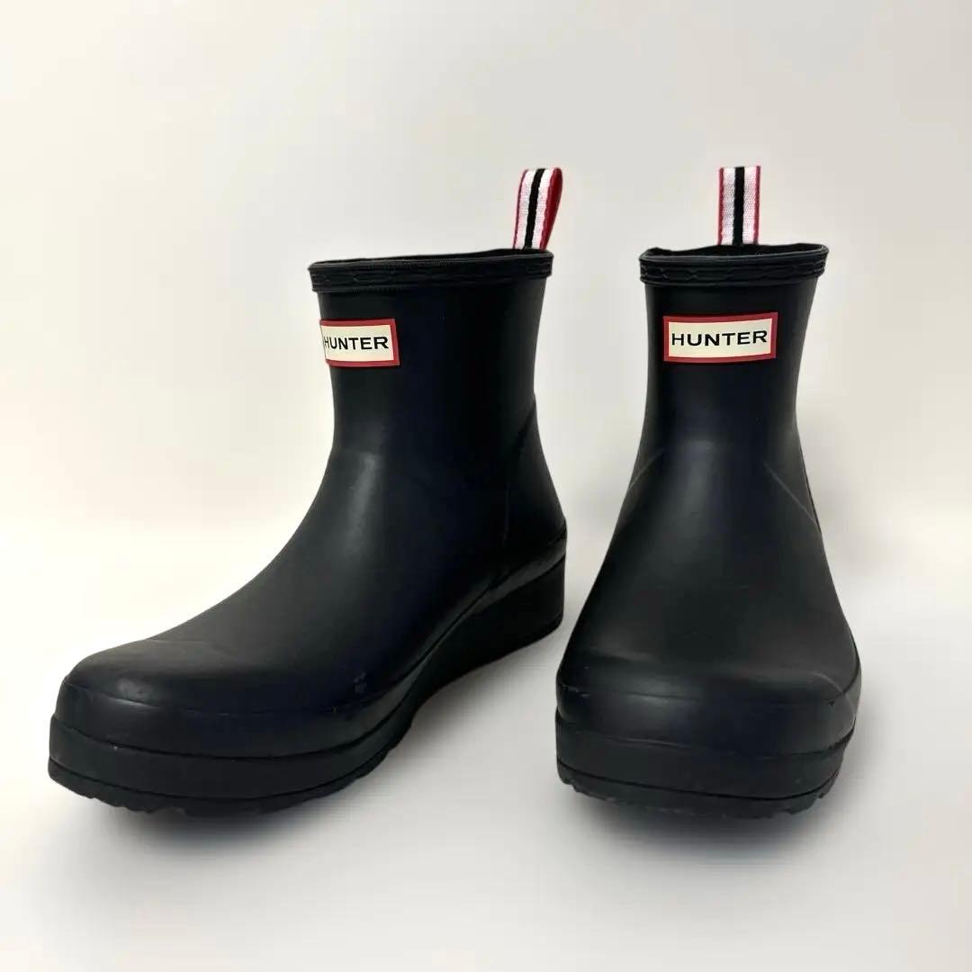 HUNTER レインブーツ　UK6 梅雨　綺麗め　おしゃれ　黒　ラバーブーツ