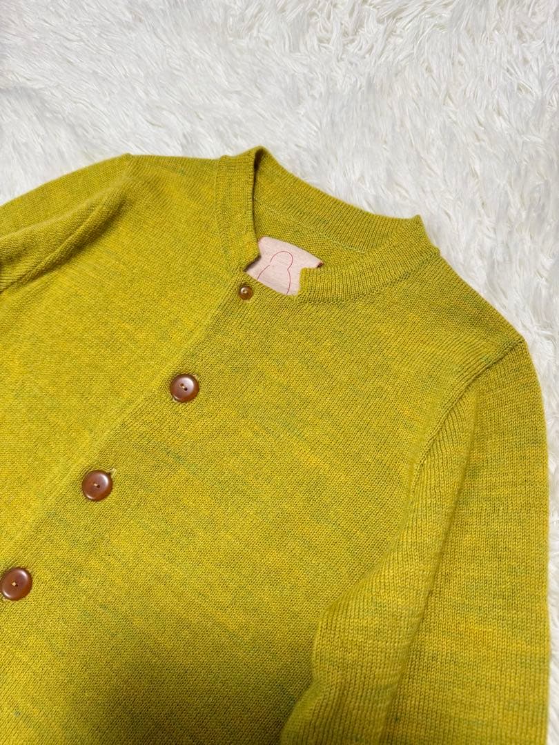 美品　バラスパレス　カーディガン　毛100% 黄緑　現行タグ　サイズ3