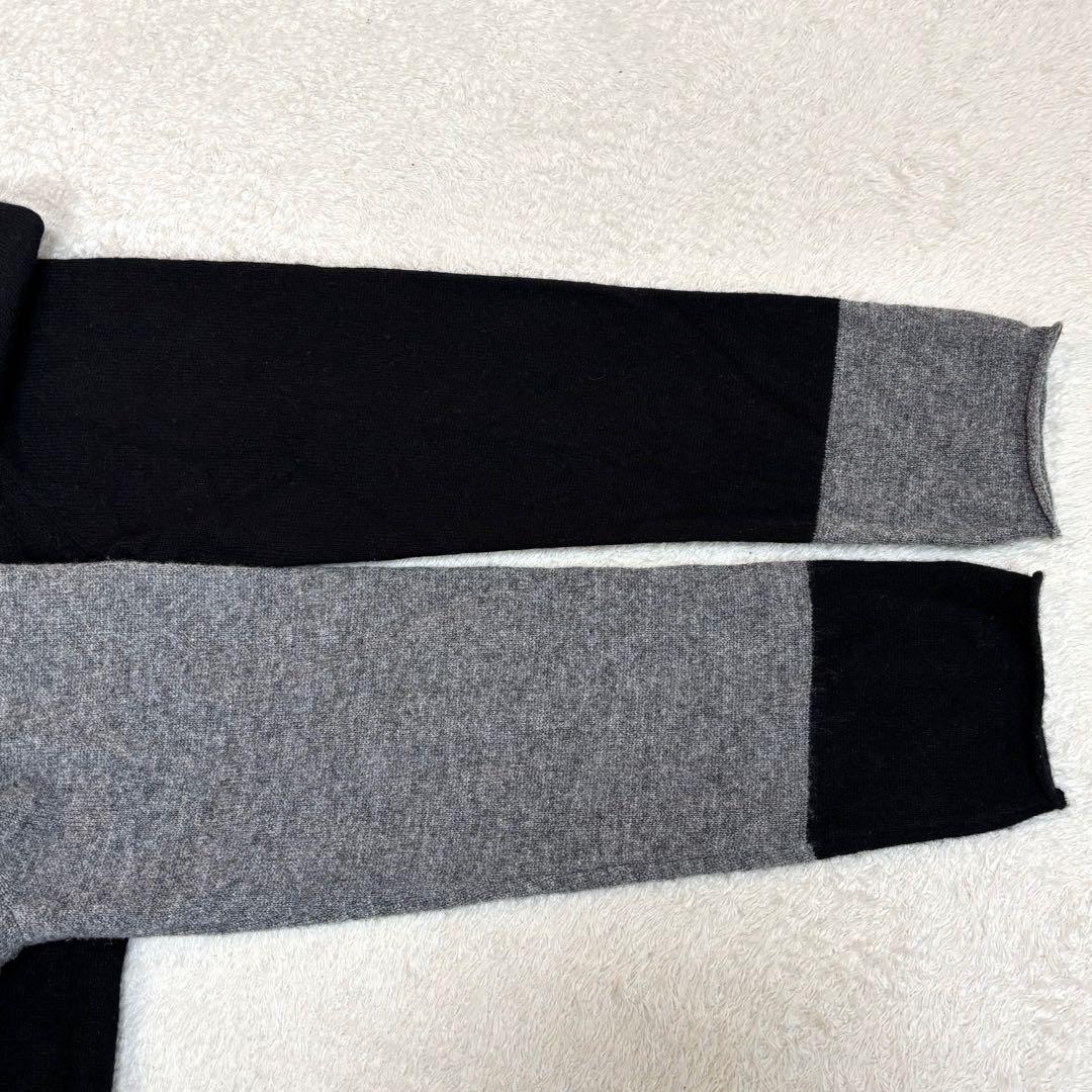 【美品】シビラ バイカラーブロックカーディガン ウールカシミヤ グレー×ブラック