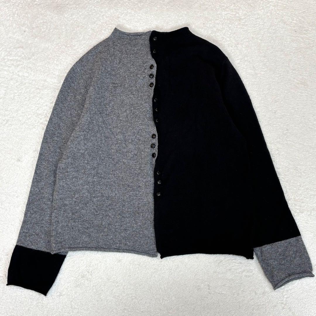 【美品】シビラ バイカラーブロックカーディガン ウールカシミヤ グレー×ブラック