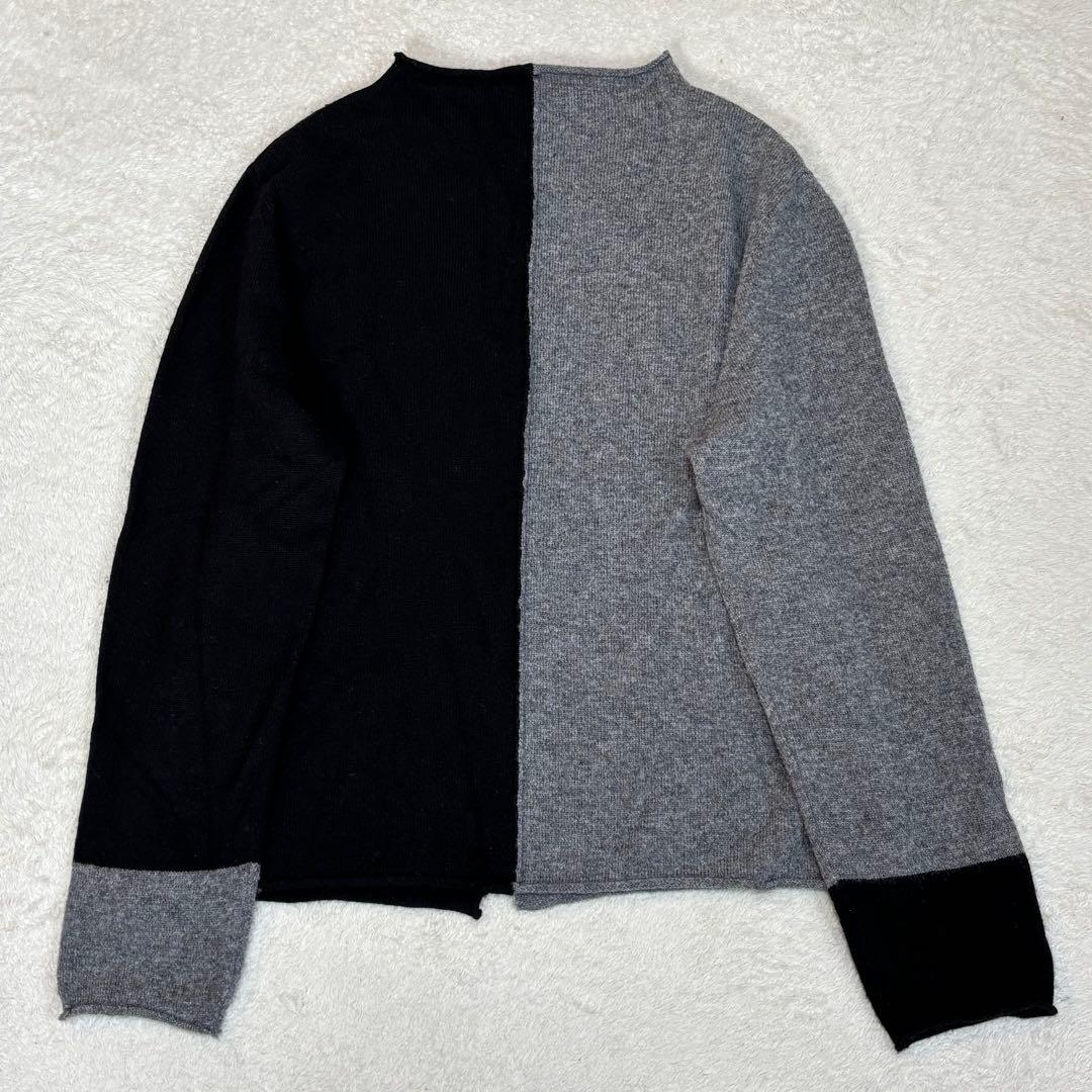 【美品】シビラ バイカラーブロックカーディガン ウールカシミヤ グレー×ブラック