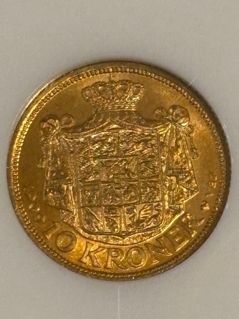 NGC MS65 1909 デンマーク 10クローネ金貨 フレゼリク8世