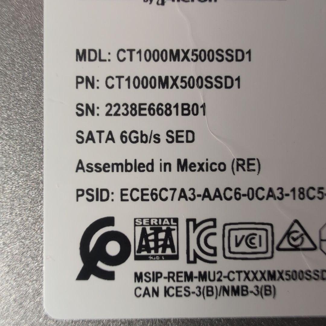 内蔵型SSD crucial MX500 2.5 SSD 1000GB