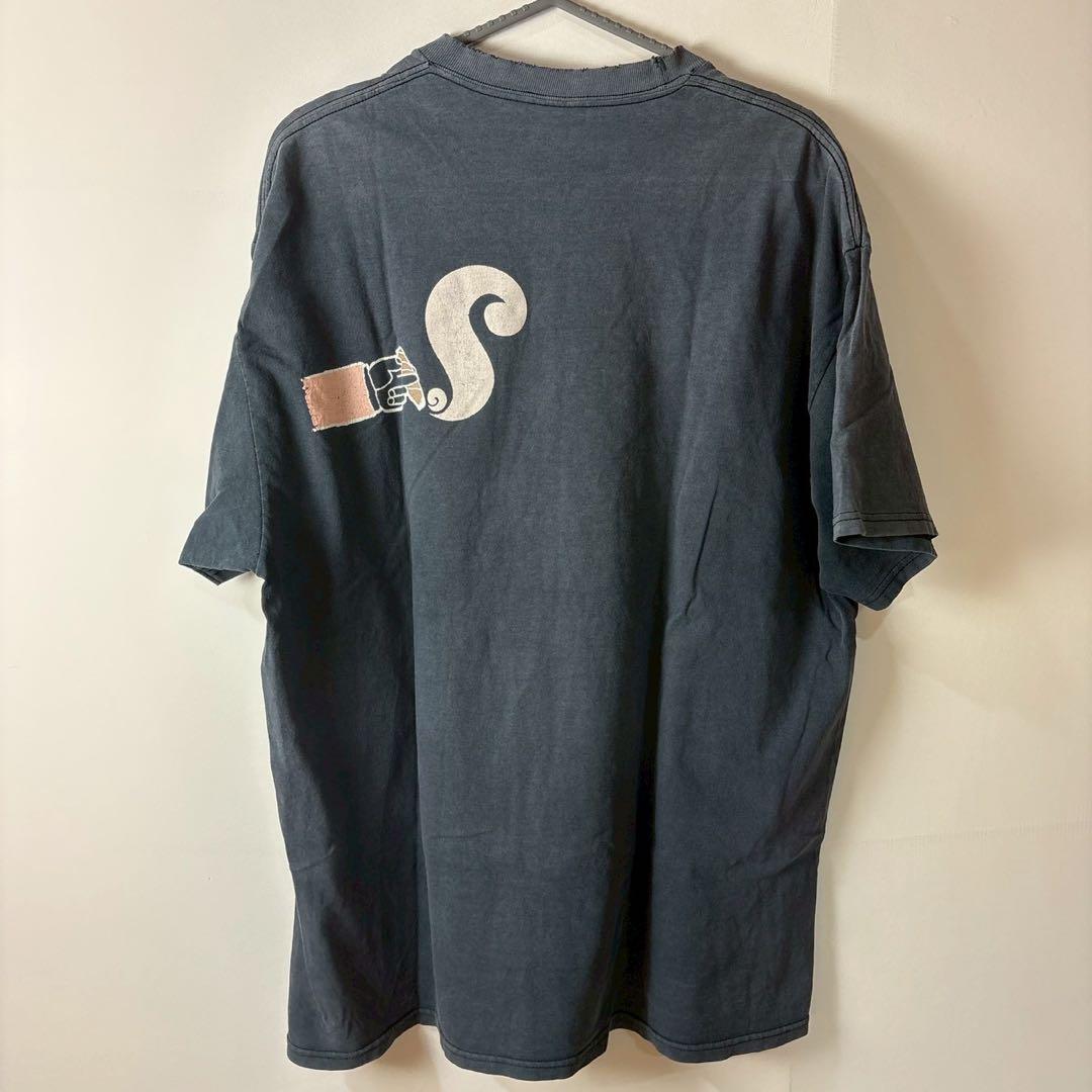 old stussy Tシャツ　フェード　鬼フェード　ネイビー　タバコ　スモーク