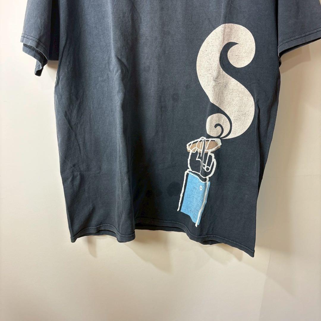 old stussy Tシャツ　フェード　鬼フェード　ネイビー　タバコ　スモーク