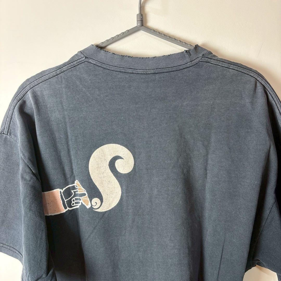 old stussy Tシャツ　フェード　鬼フェード　ネイビー　タバコ　スモーク