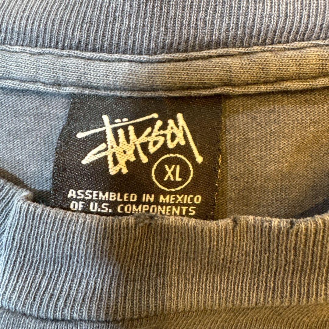 old stussy Tシャツ　フェード　鬼フェード　ネイビー　タバコ　スモーク