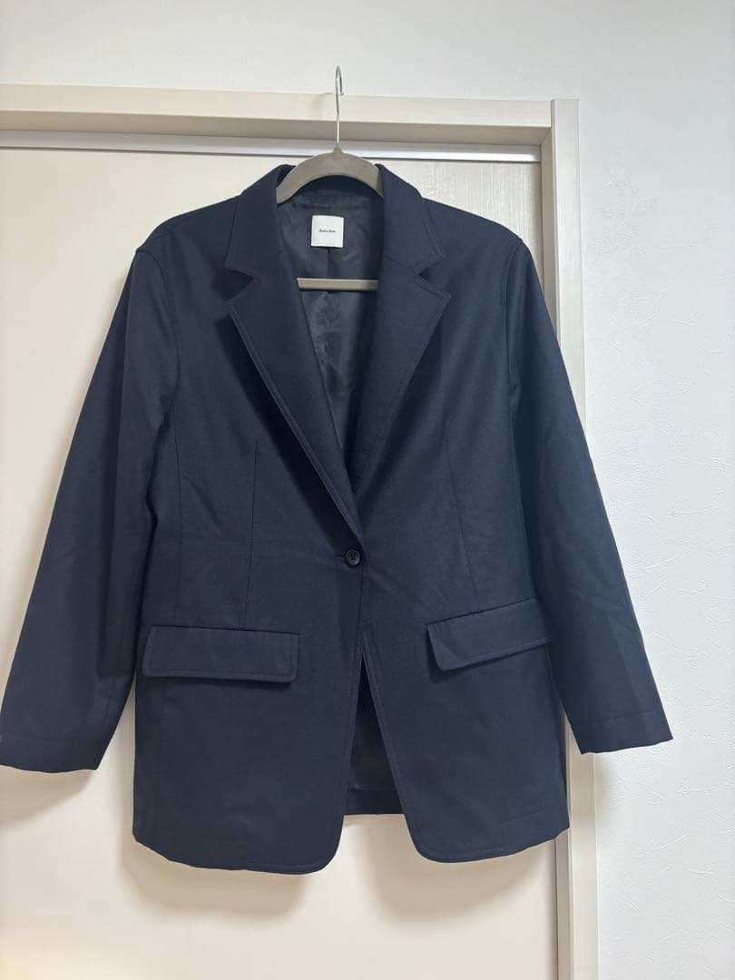 Spick & Span ウールカルゼロングジャケット ネイビー 22AW