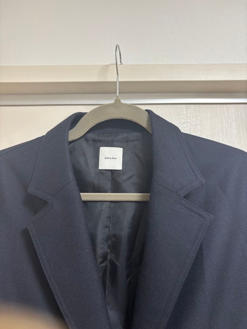Spick & Span ウールカルゼロングジャケット ネイビー 22AW