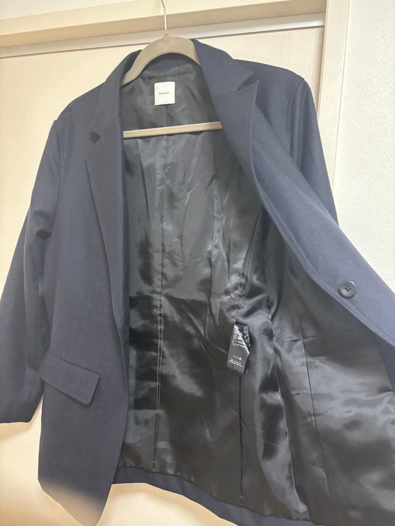Spick & Span ウールカルゼロングジャケット ネイビー 22AW