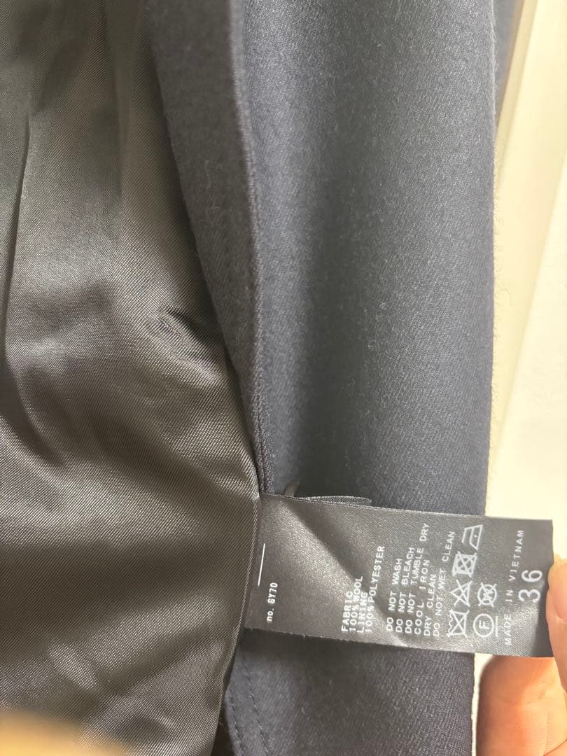Spick & Span ウールカルゼロングジャケット ネイビー 22AW