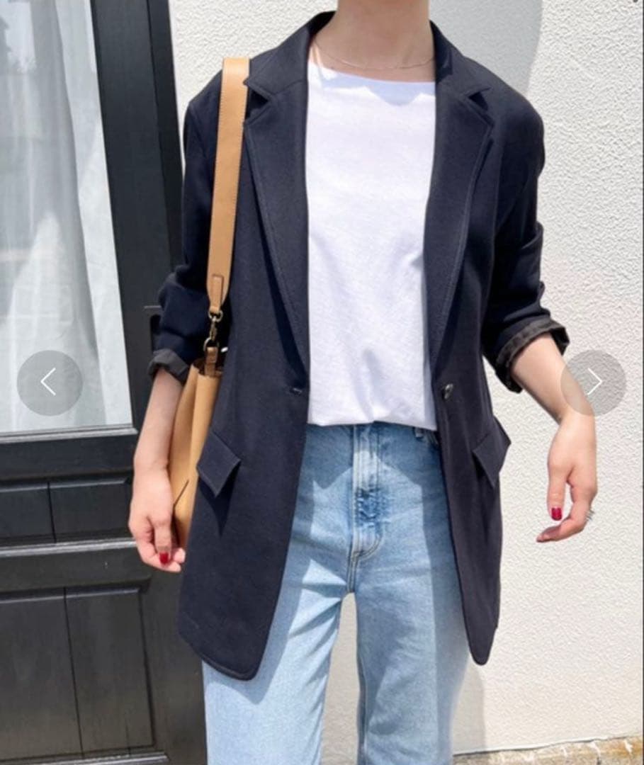 Spick & Span ウールカルゼロングジャケット ネイビー 22AW