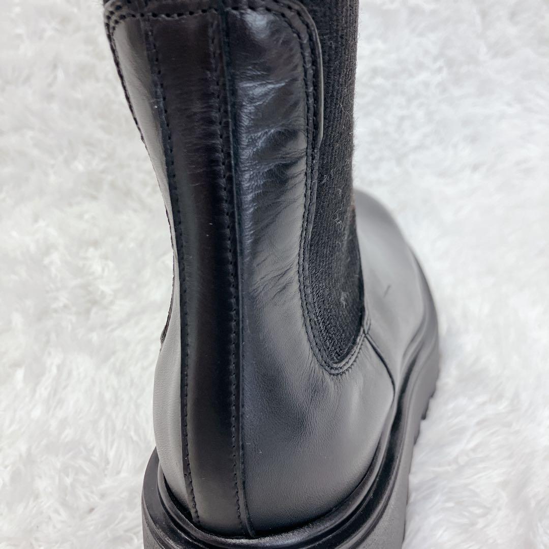 美品 PLAIN PEOPLE サイドゴアブーツ ブラック 36 厚底