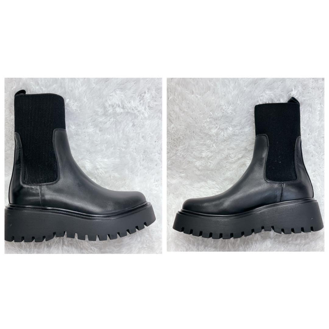 美品 PLAIN PEOPLE サイドゴアブーツ ブラック 36 厚底